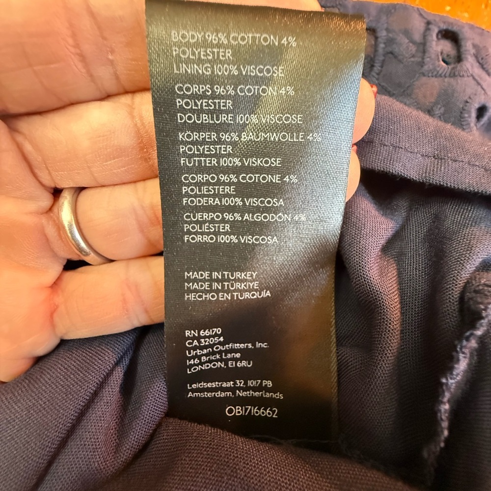 Anthropologie Somerset Navy Blue Eyelet Dress L - Picture 6 of 8